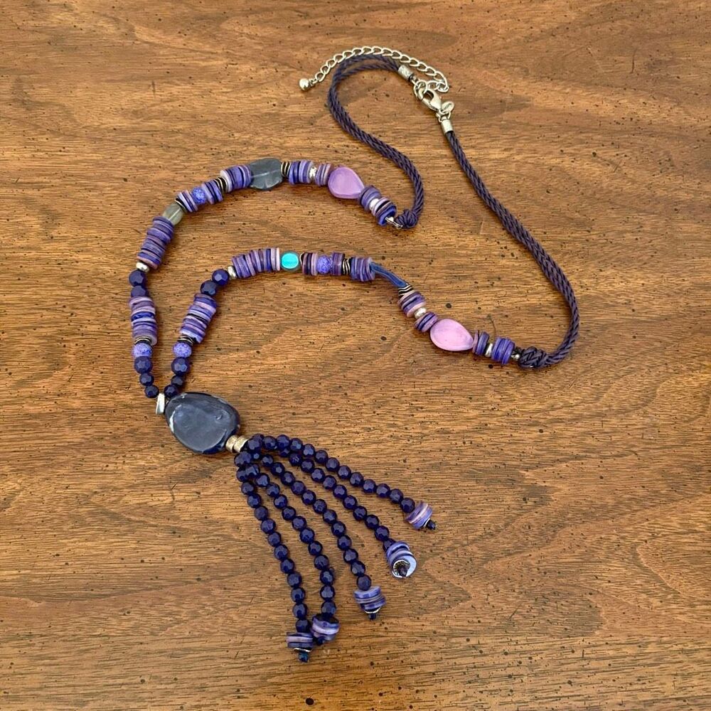 Chico’s | Beaded Tassel Pendant Necklace | 40” Adjustable